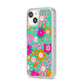 Hippy Floral iPhone 14 Clear Tough Case Starlight Angled Image