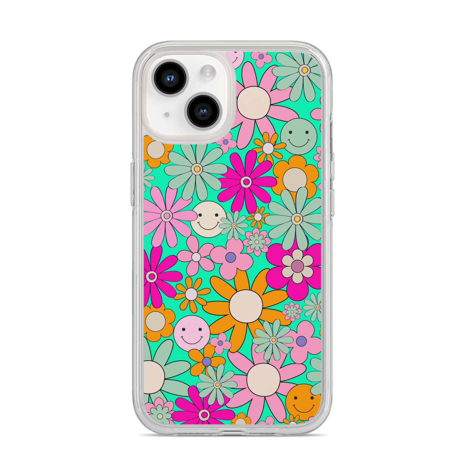 Hippy Floral iPhone 14 Clear Tough Case Starlight