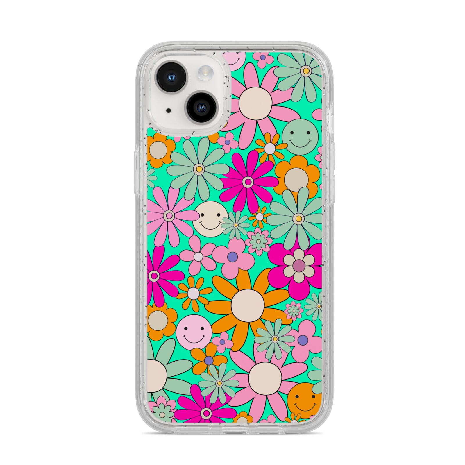 Hippy Floral iPhone 14 Plus Glitter Tough Case Starlight