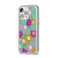 Hippy Floral iPhone 14 Pro Max Glitter Tough Case Silver Angled Image