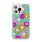 Hippy Floral iPhone 14 Pro Max Glitter Tough Case Silver