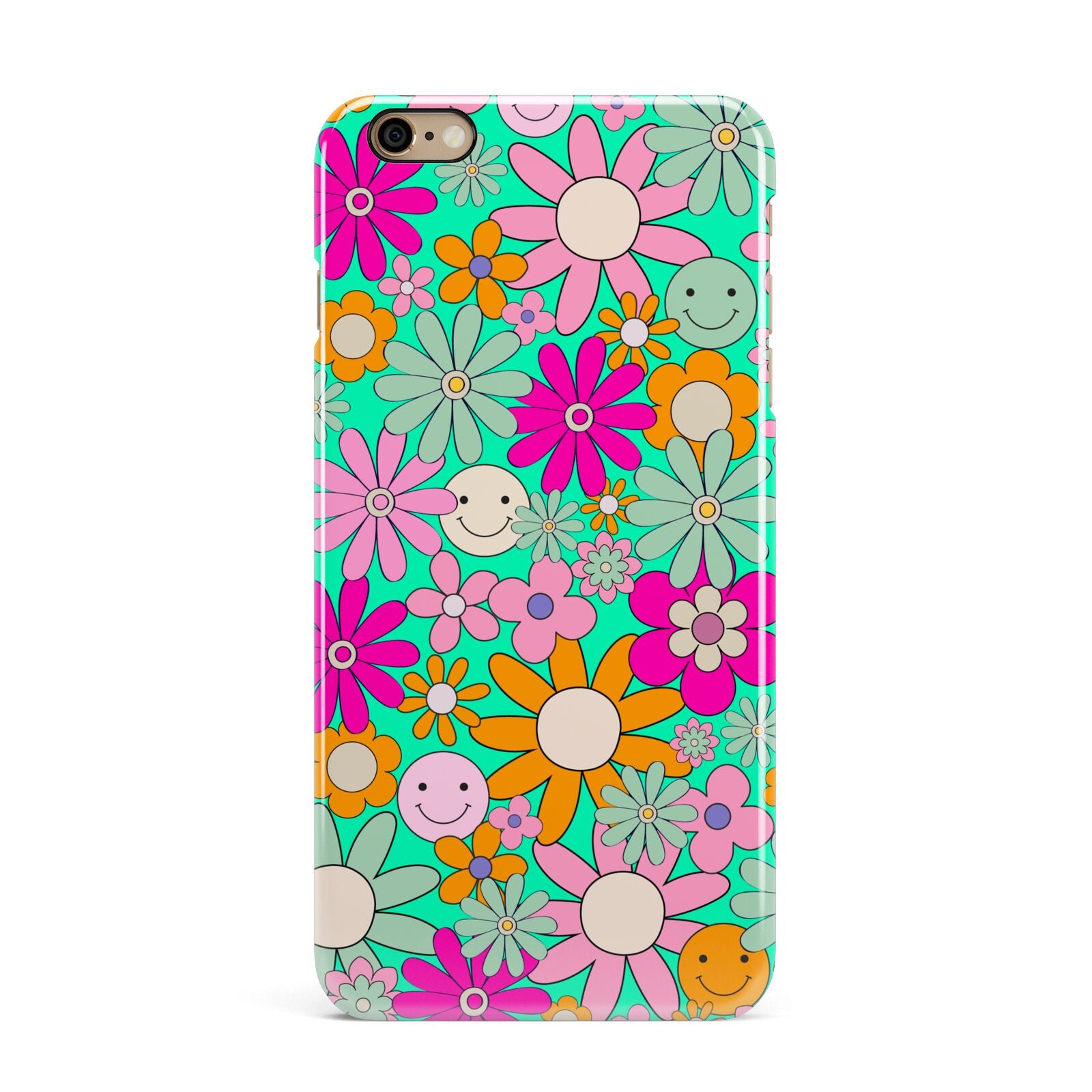 Hippy Floral iPhone 6 Plus 3D Snap Case on Gold Phone