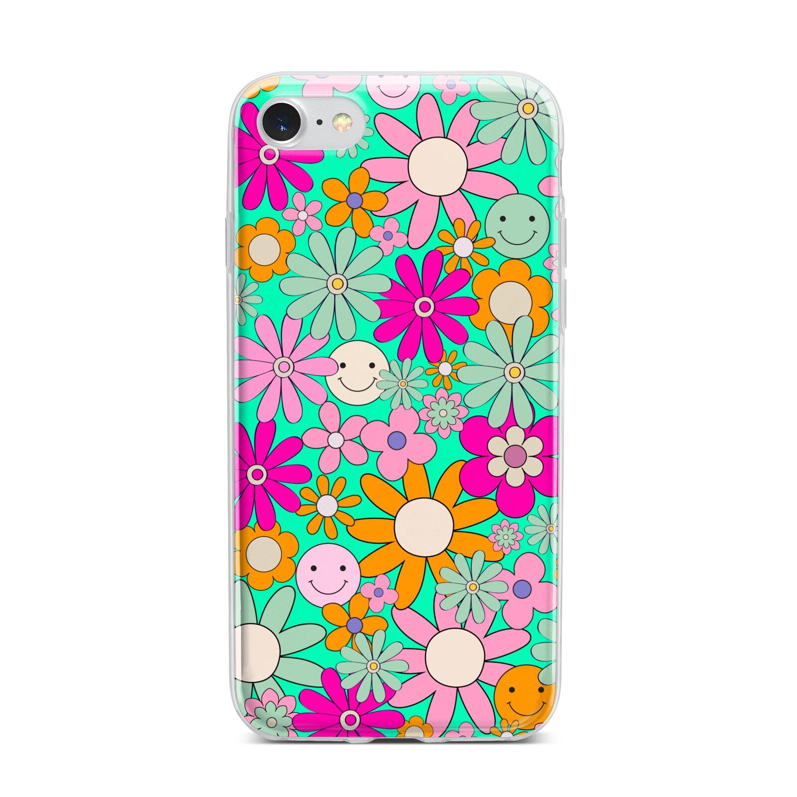 Hippy Floral iPhone 7 Bumper Case on Silver iPhone