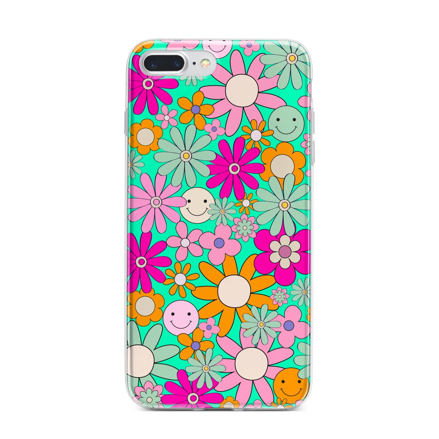 Hippy Floral iPhone 7 Plus Bumper Case on Silver iPhone