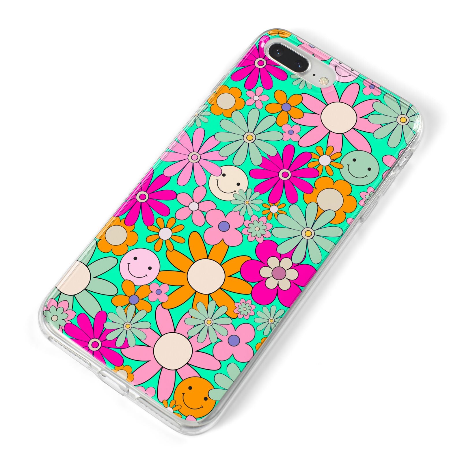 Hippy Floral iPhone 8 Plus Bumper Case on Silver iPhone Alternative Image