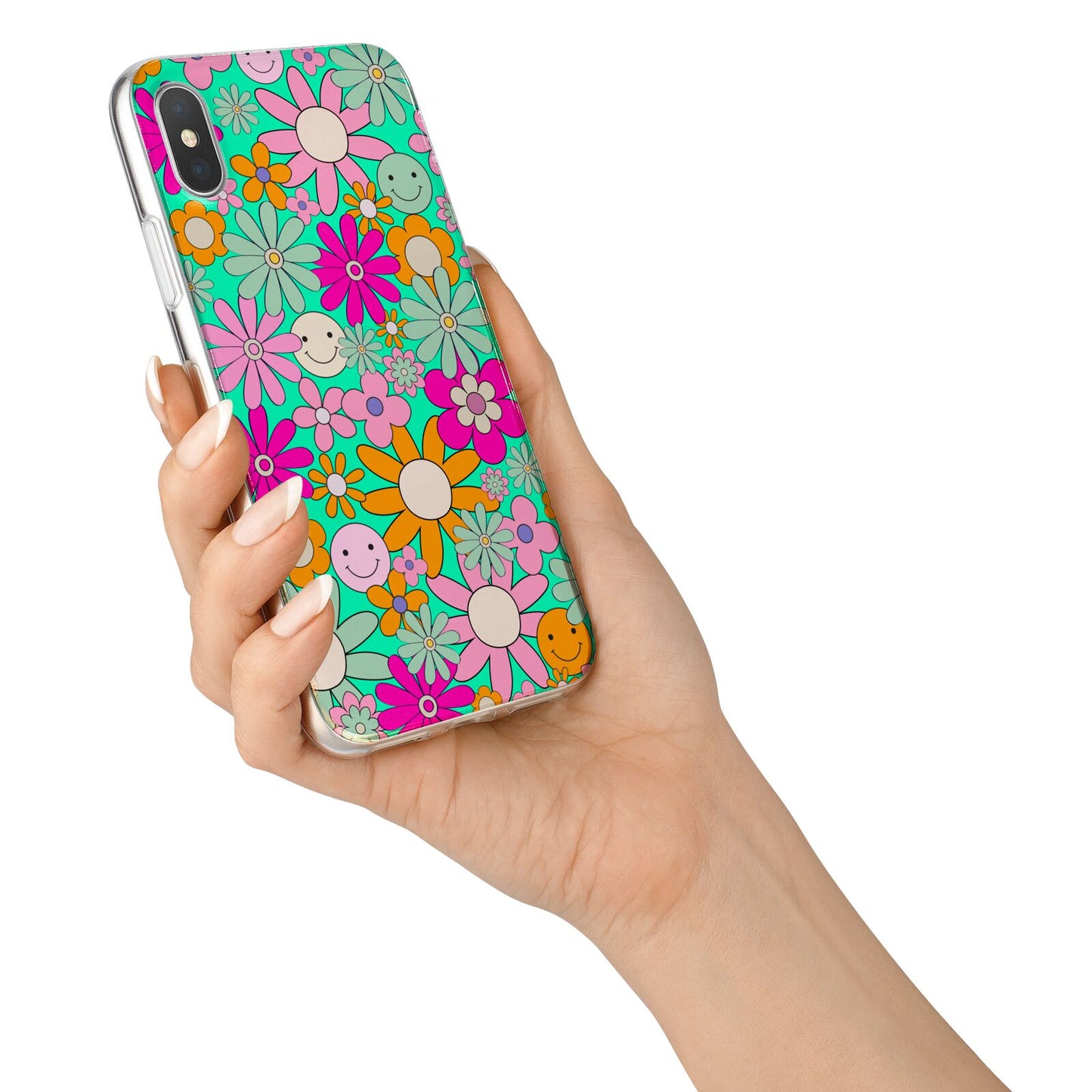 Hippy Floral iPhone X Bumper Case on Silver iPhone Alternative Image 2