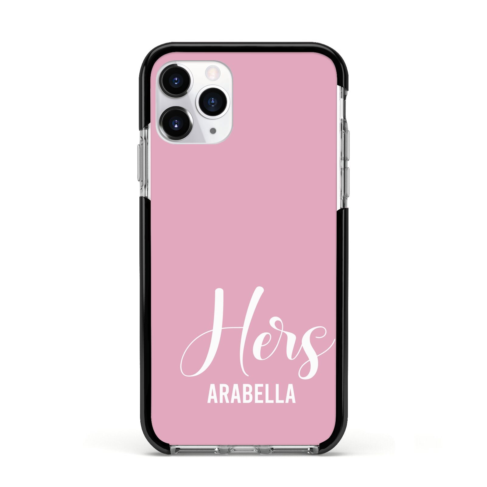 His or Hers Personalised Apple iPhone 11 Pro in Silver with Black Impact Case