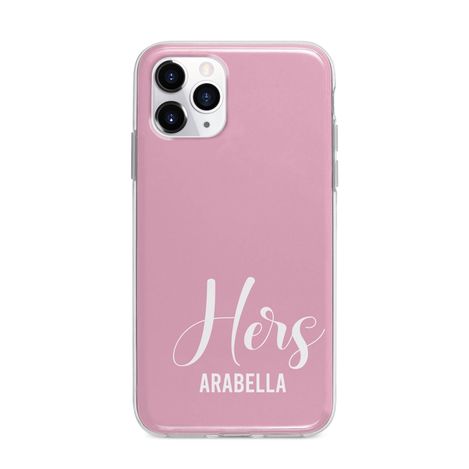 His or Hers Personalised Apple iPhone 11 Pro in Silver with Bumper Case
