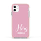 His or Hers Personalised Apple iPhone 11 in White with Pink Impact Case