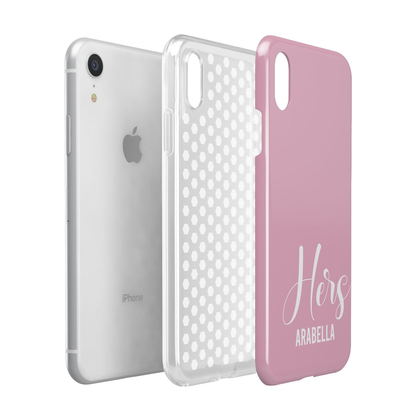 His or Hers Personalised Apple iPhone XR White 3D Tough Case Expanded view