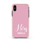His or Hers Personalised Apple iPhone Xs Impact Case Pink Edge on Black Phone