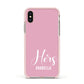His or Hers Personalised Apple iPhone Xs Impact Case Pink Edge on Gold Phone