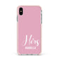 His or Hers Personalised Apple iPhone Xs Max Impact Case Pink Edge on Silver Phone
