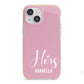 His or Hers Personalised iPhone 13 Mini TPU Impact Case with Pink Edges