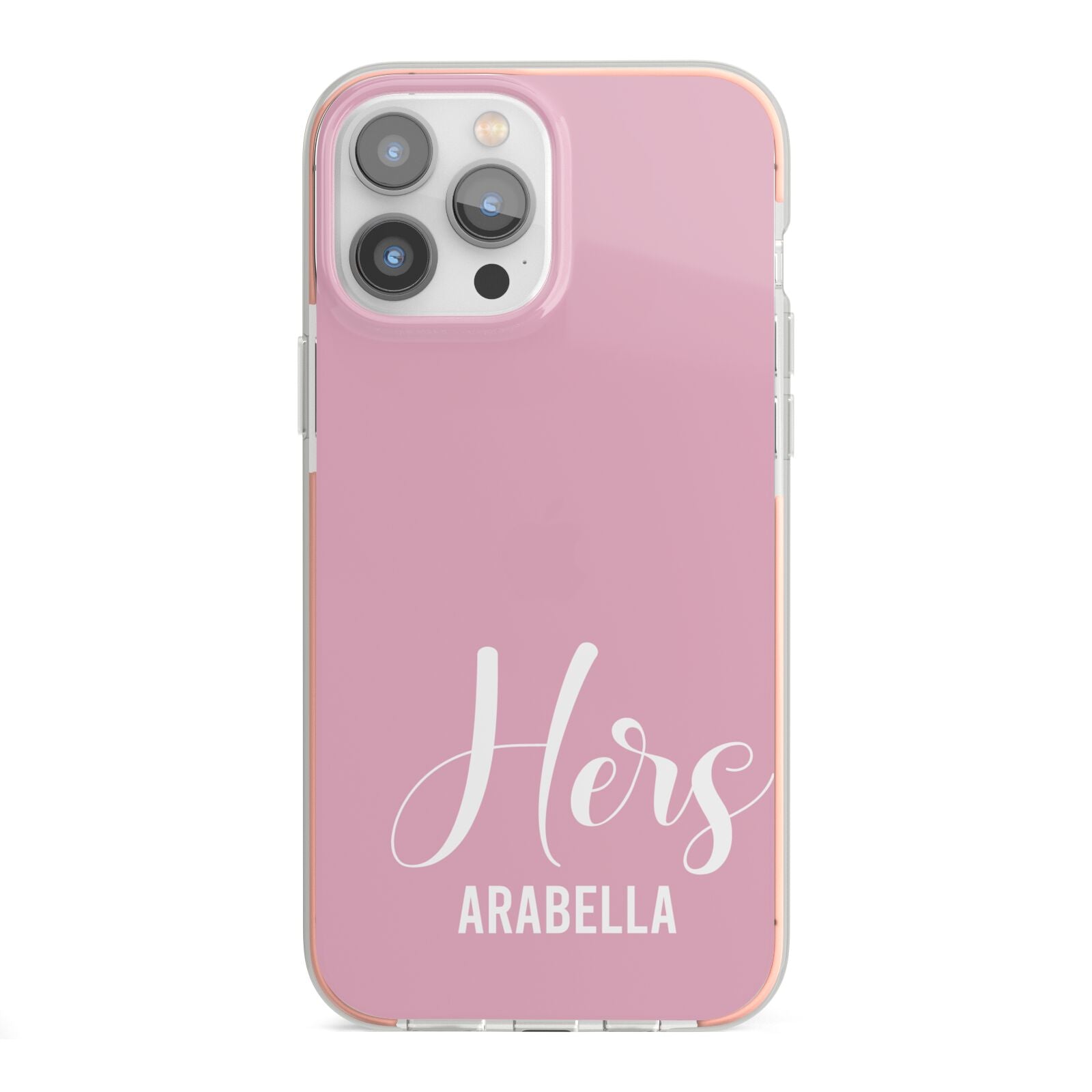 His or Hers Personalised iPhone 13 Pro Max TPU Impact Case with Pink Edges