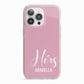 His or Hers Personalised iPhone 13 Pro TPU Impact Case with Pink Edges