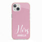 His or Hers Personalised iPhone 13 TPU Impact Case with Pink Edges