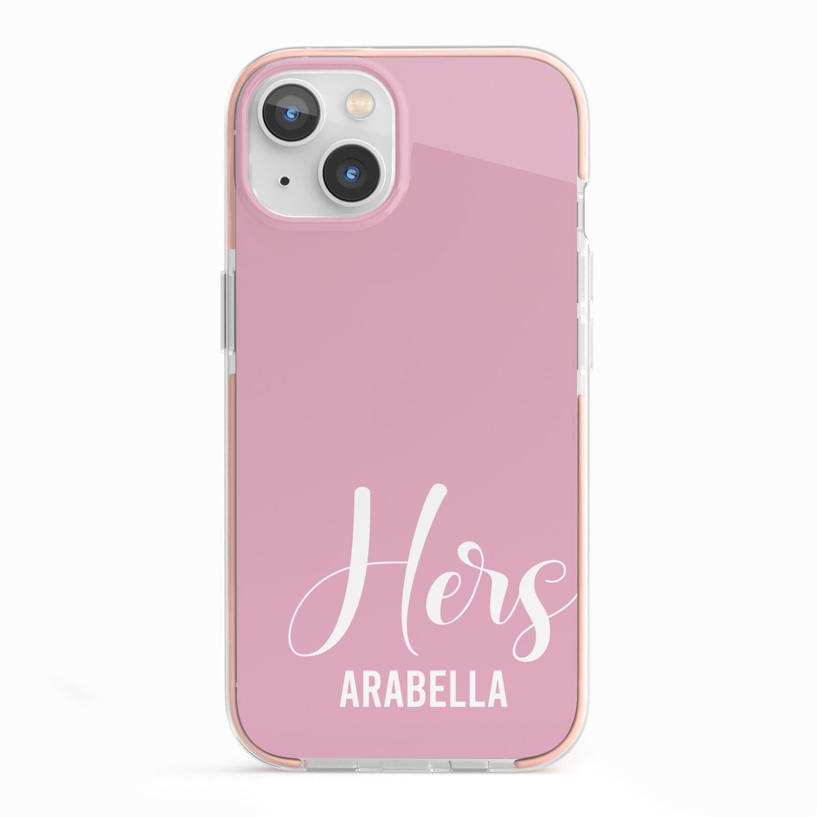 His or Hers Personalised iPhone 13 TPU Impact Case with Pink Edges