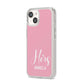 His or Hers Personalised iPhone 14 Clear Tough Case Starlight Angled Image