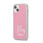 His or Hers Personalised iPhone 14 Plus Clear Tough Case Starlight Angled Image