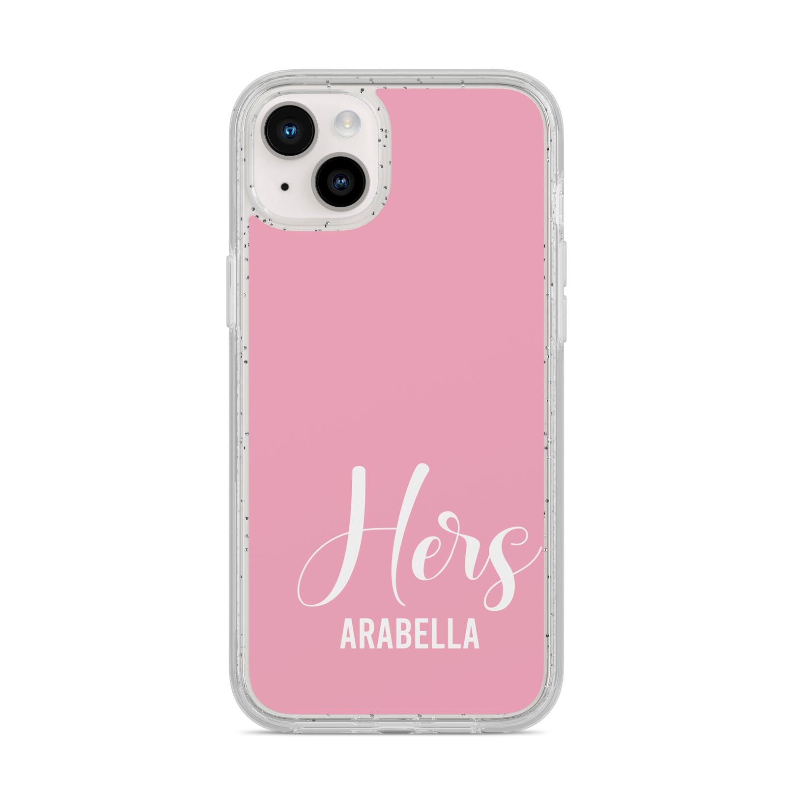 His or Hers Personalised iPhone 14 Plus Glitter Tough Case Starlight