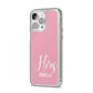 His or Hers Personalised iPhone 14 Pro Max Clear Tough Case Silver Angled Image