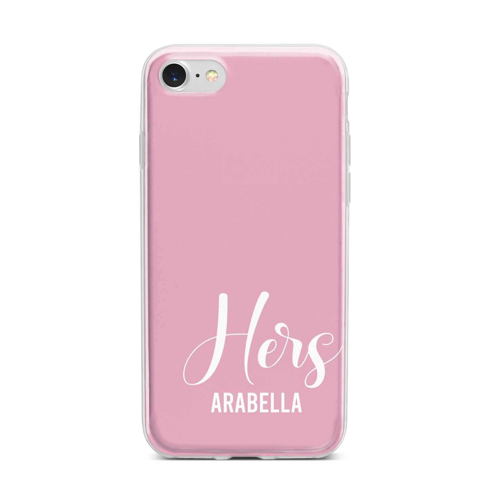 His or Hers Personalised iPhone 7 Bumper Case on Silver iPhone