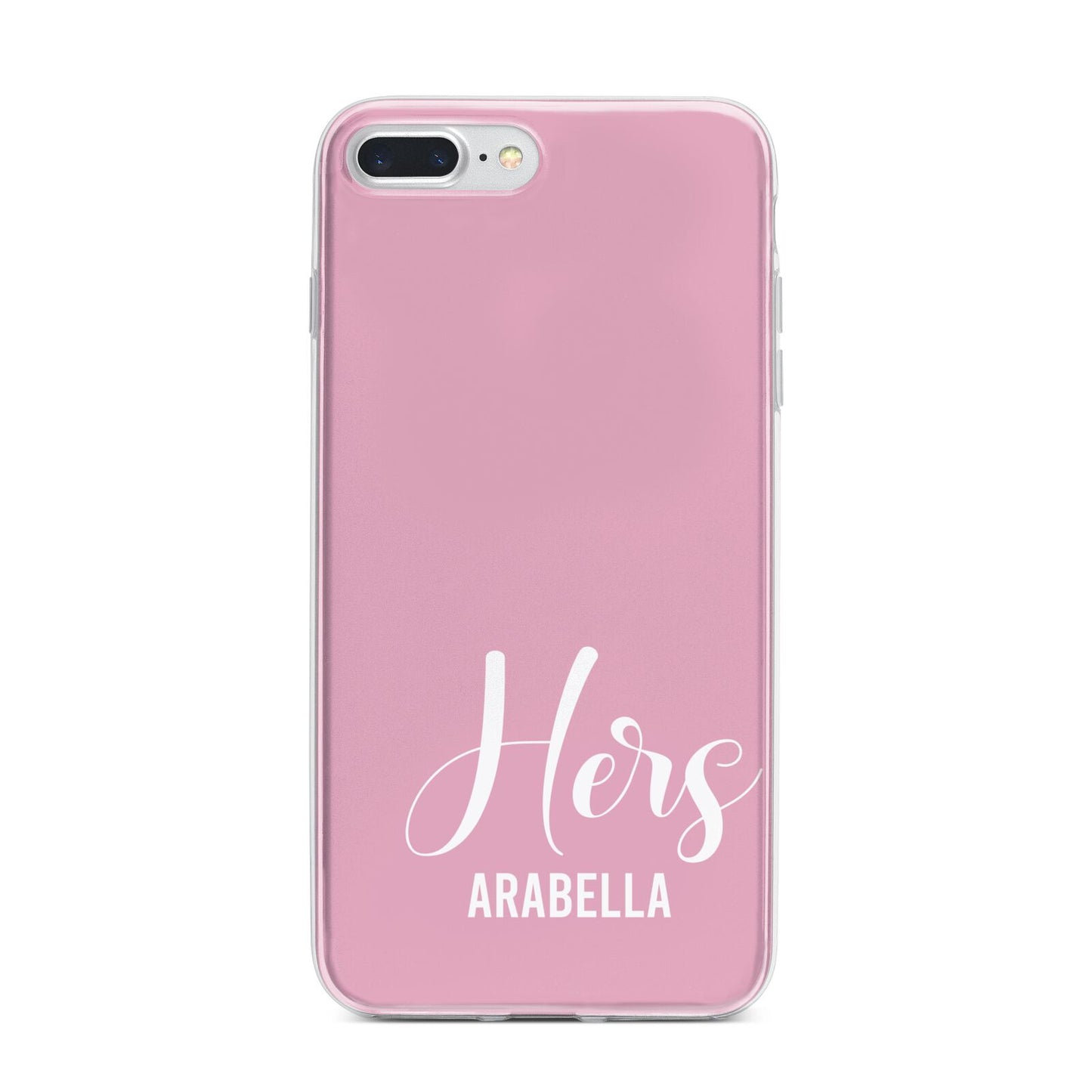 His or Hers Personalised iPhone 7 Plus Bumper Case on Silver iPhone