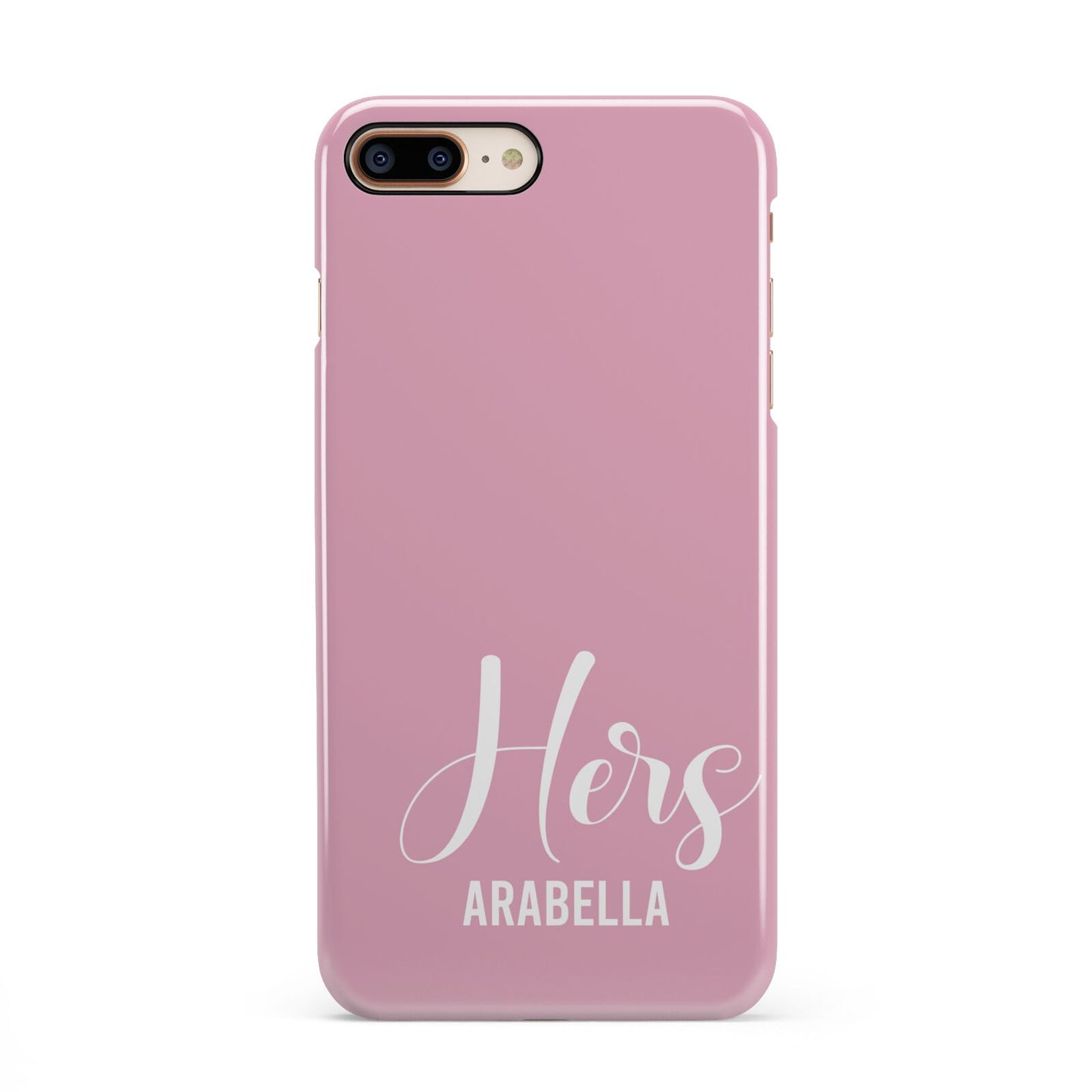 His or Hers Personalised iPhone 8 Plus 3D Snap Case on Gold Phone