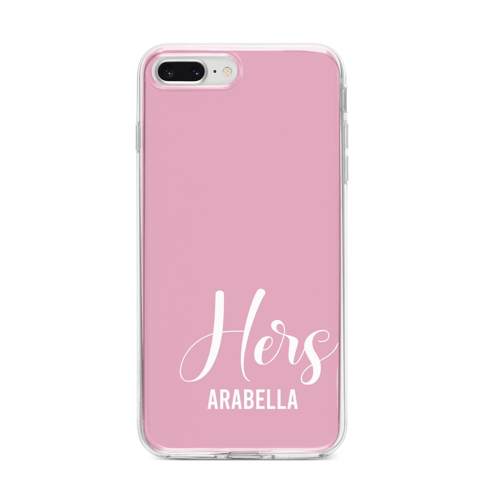 His or Hers Personalised iPhone 8 Plus Bumper Case on Silver iPhone
