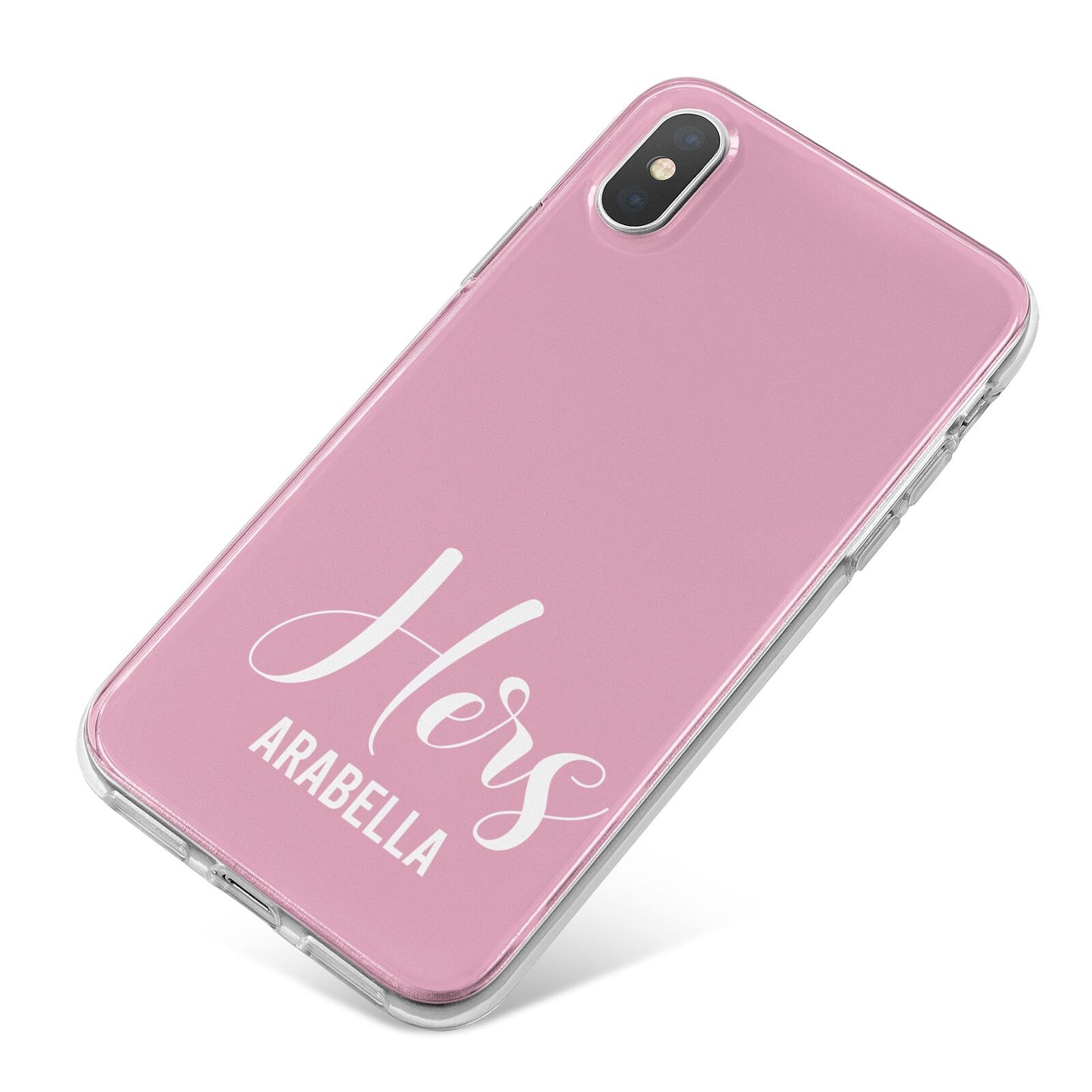 His or Hers Personalised iPhone X Bumper Case on Silver iPhone