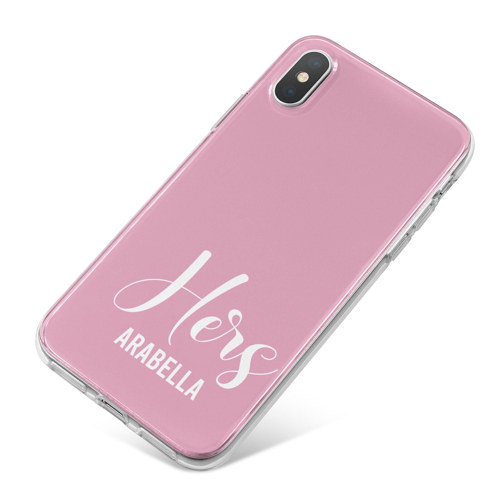 His or Hers Personalised iPhone X Bumper Case on Silver iPhone