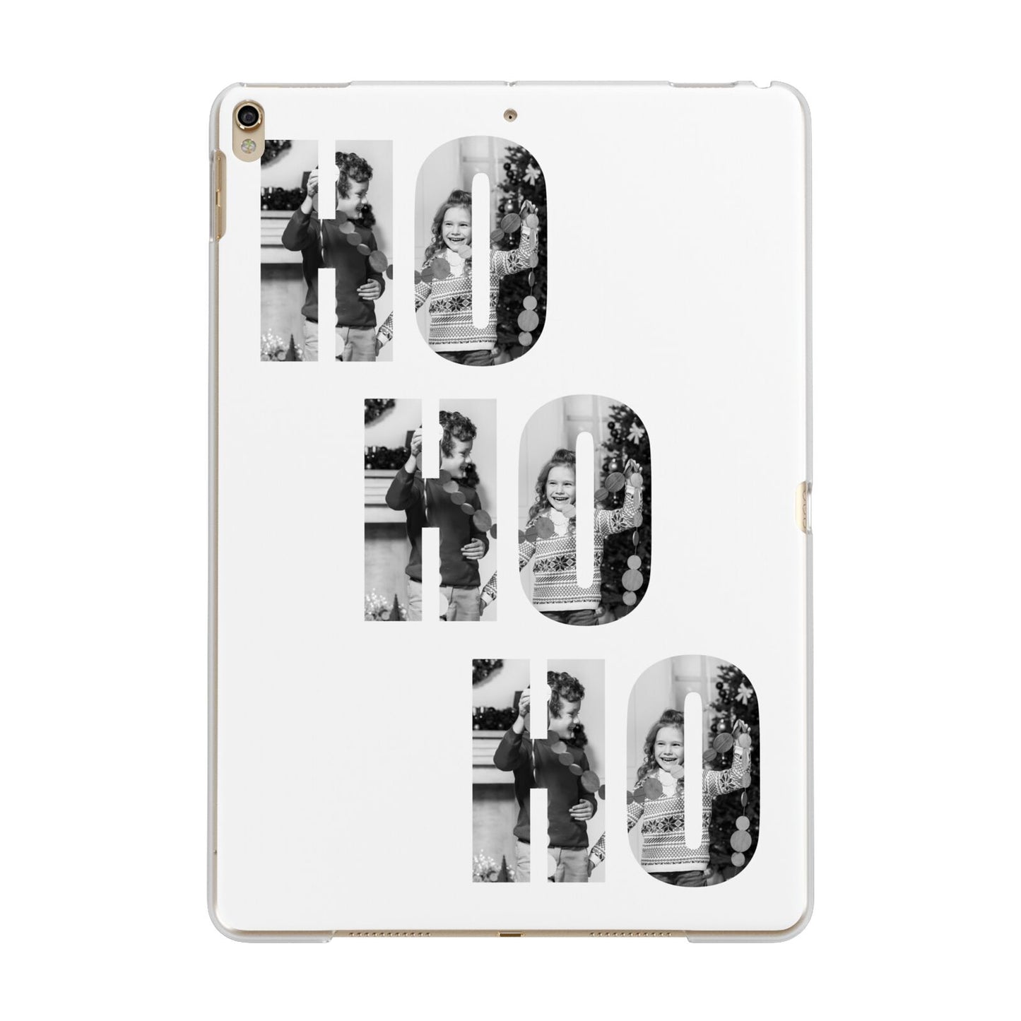 Ho Ho Ho Photo Upload Christmas Apple iPad Gold Case