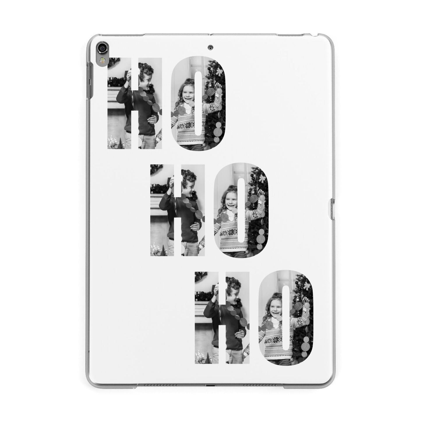 Ho Ho Ho Photo Upload Christmas Apple iPad Grey Case