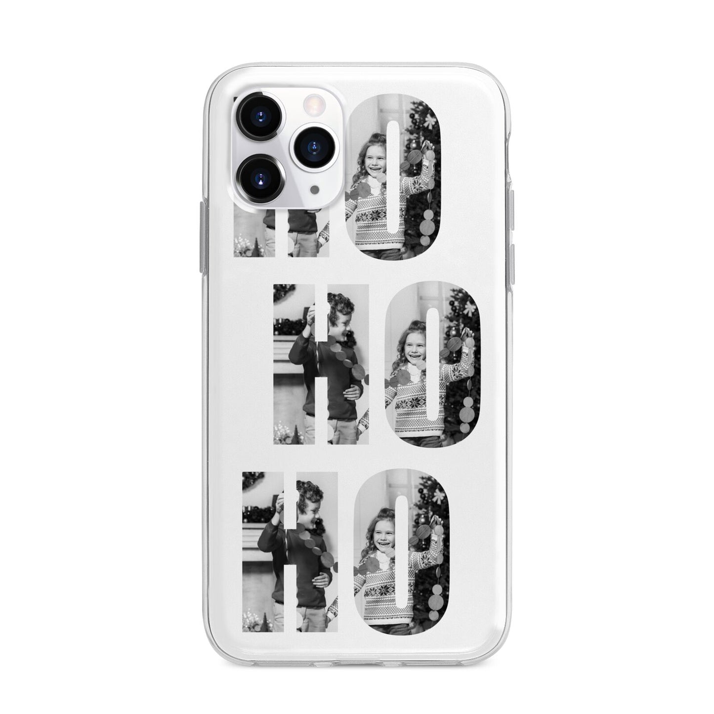 Ho Ho Ho Photo Upload Christmas Apple iPhone 11 Pro Max in Silver with Bumper Case