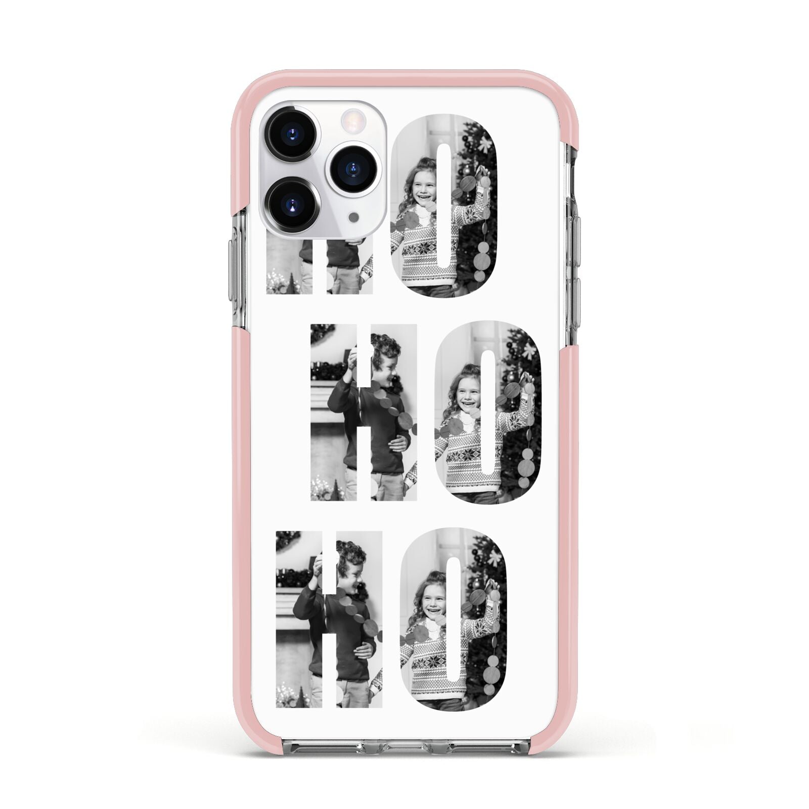 Ho Ho Ho Photo Upload Christmas Apple iPhone 11 Pro in Silver with Pink Impact Case
