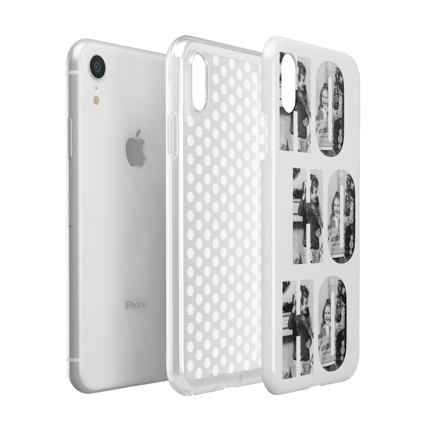Ho Ho Ho Photo Upload Christmas Apple iPhone XR White 3D Tough Case Expanded view