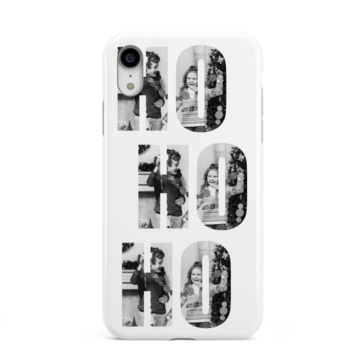 Ho Ho Ho Photo Upload Christmas Apple iPhone XR White 3D Tough Case