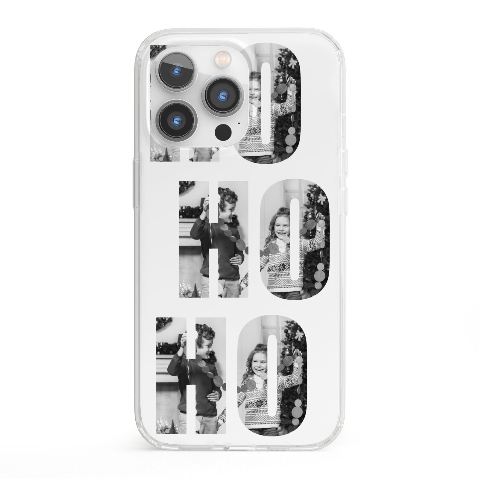 Ho Ho Ho Photo Upload Christmas iPhone 13 Pro Clear Bumper Case