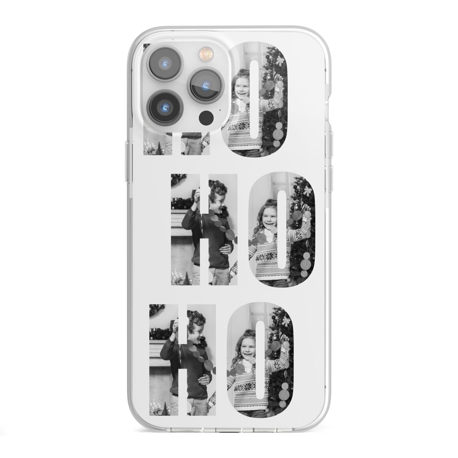 Ho Ho Ho Photo Upload Christmas iPhone 13 Pro Max TPU Impact Case with White Edges