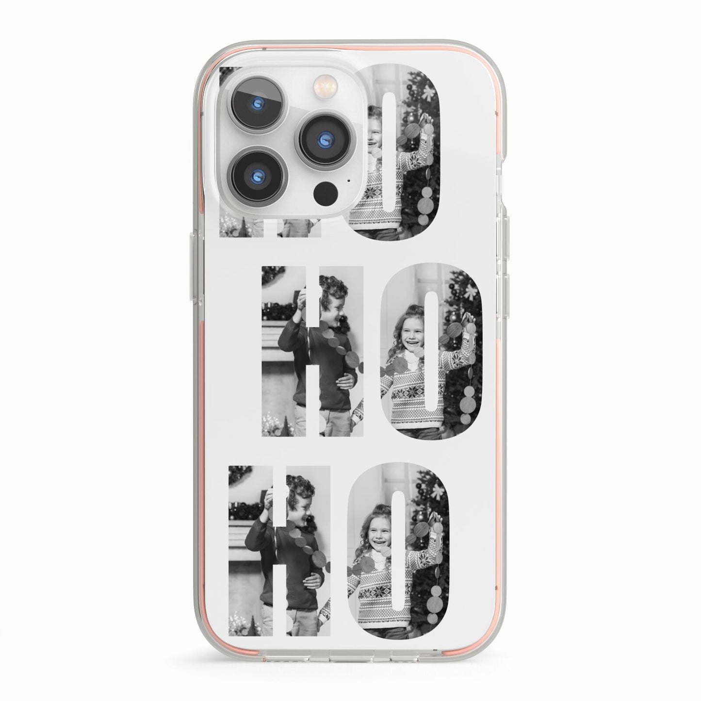 Ho Ho Ho Photo Upload Christmas iPhone 13 Pro TPU Impact Case with Pink Edges