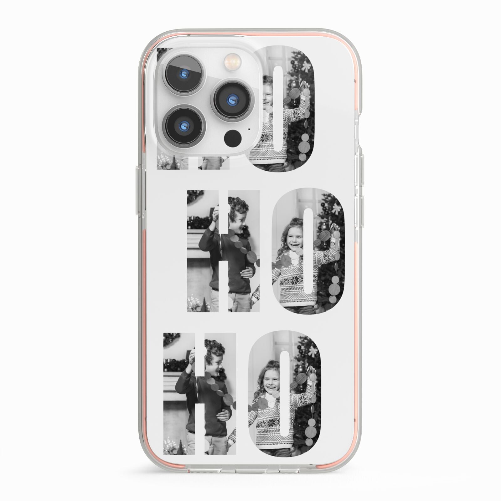 Ho Ho Ho Photo Upload Christmas iPhone 13 Pro TPU Impact Case with Pink Edges