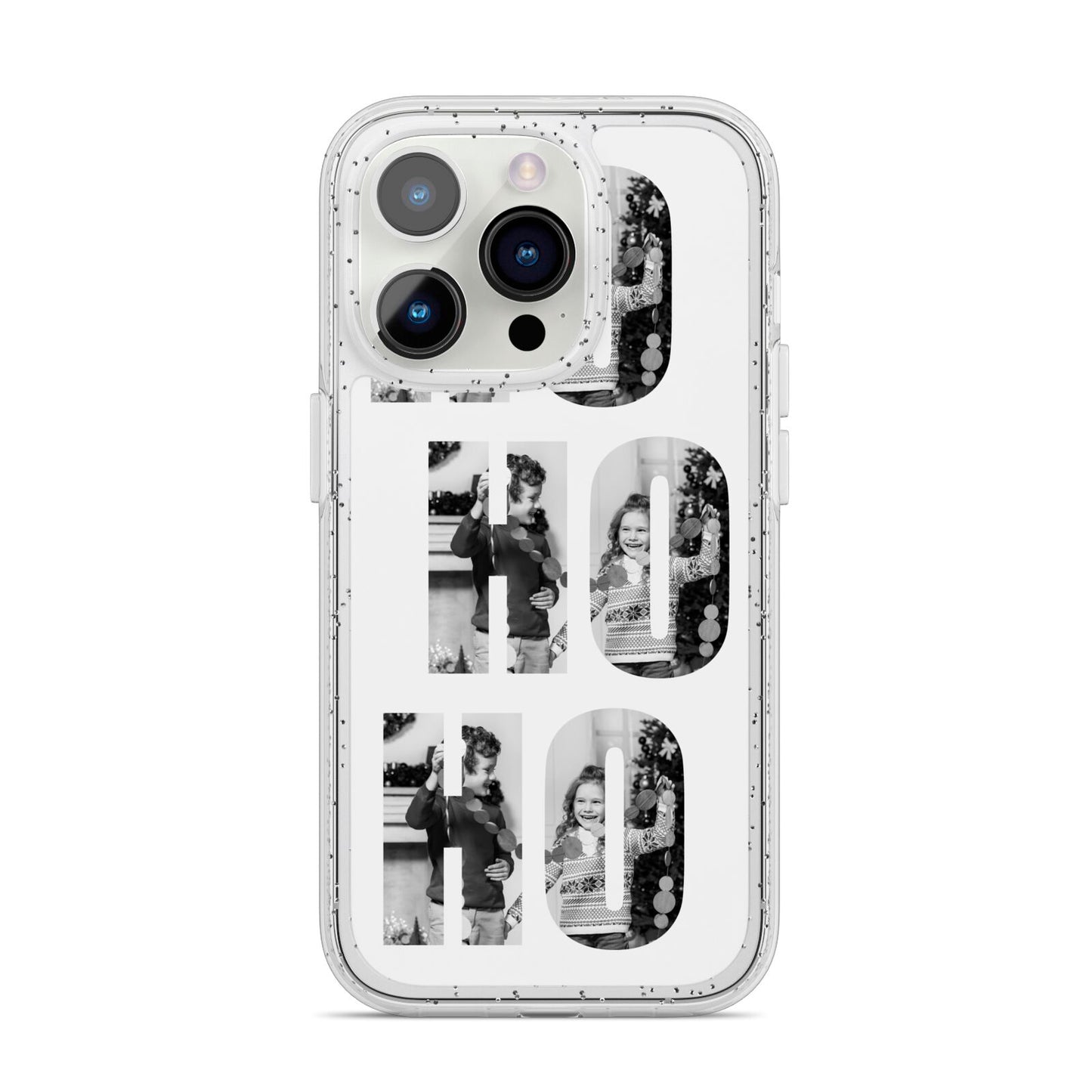 Ho Ho Ho Photo Upload Christmas iPhone 14 Pro Glitter Tough Case Silver