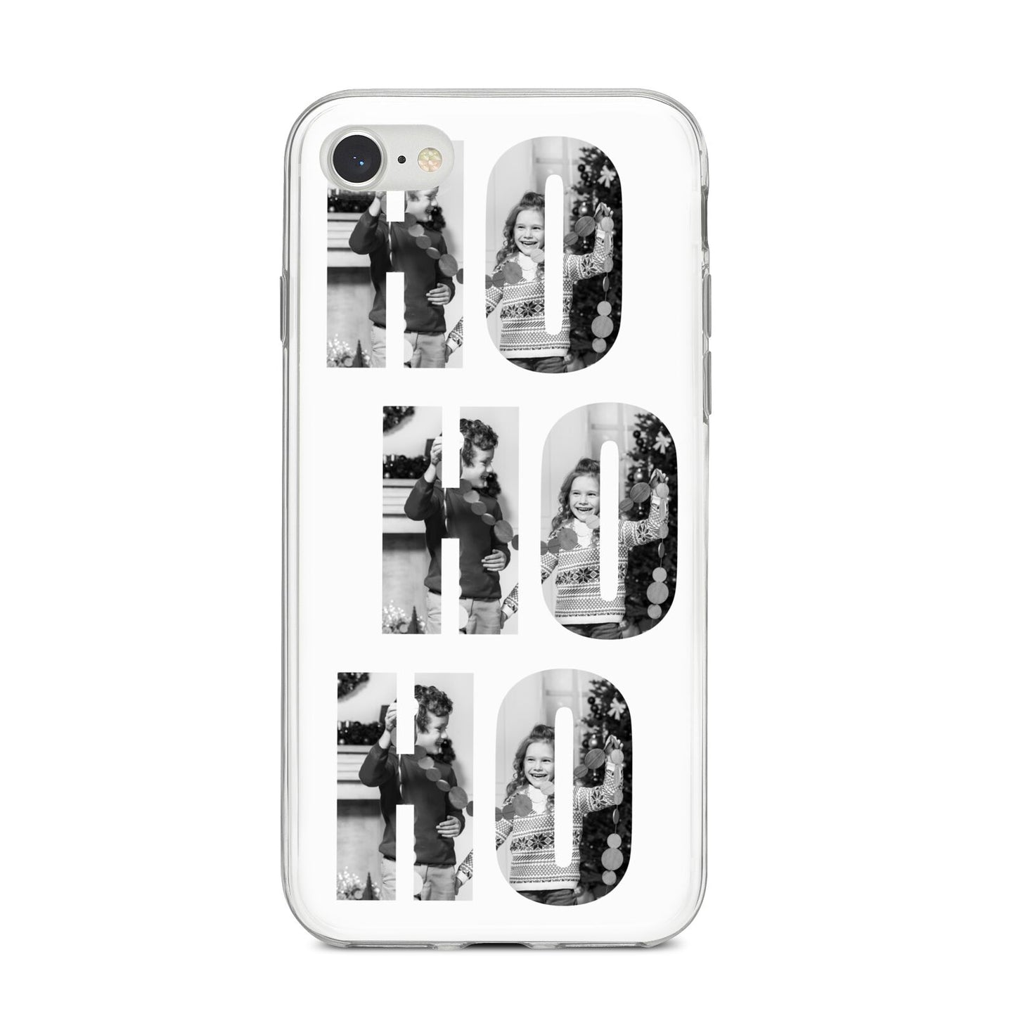 Ho Ho Ho Photo Upload Christmas iPhone 8 Bumper Case on Silver iPhone