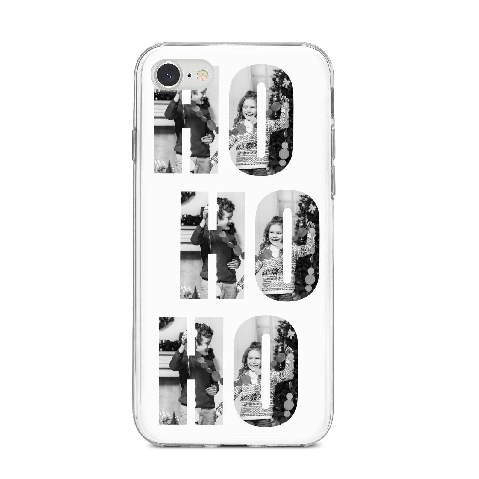 Ho Ho Ho Photo Upload Christmas iPhone 8 Bumper Case on Silver iPhone