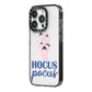 Hocus Pocus Witch Hand iPhone 14 Pro Black Impact Case Side Angle on Silver phone