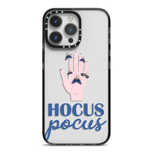 Hocus Pocus Witch Hand iPhone 14 Pro Max Black Impact Case on Silver phone