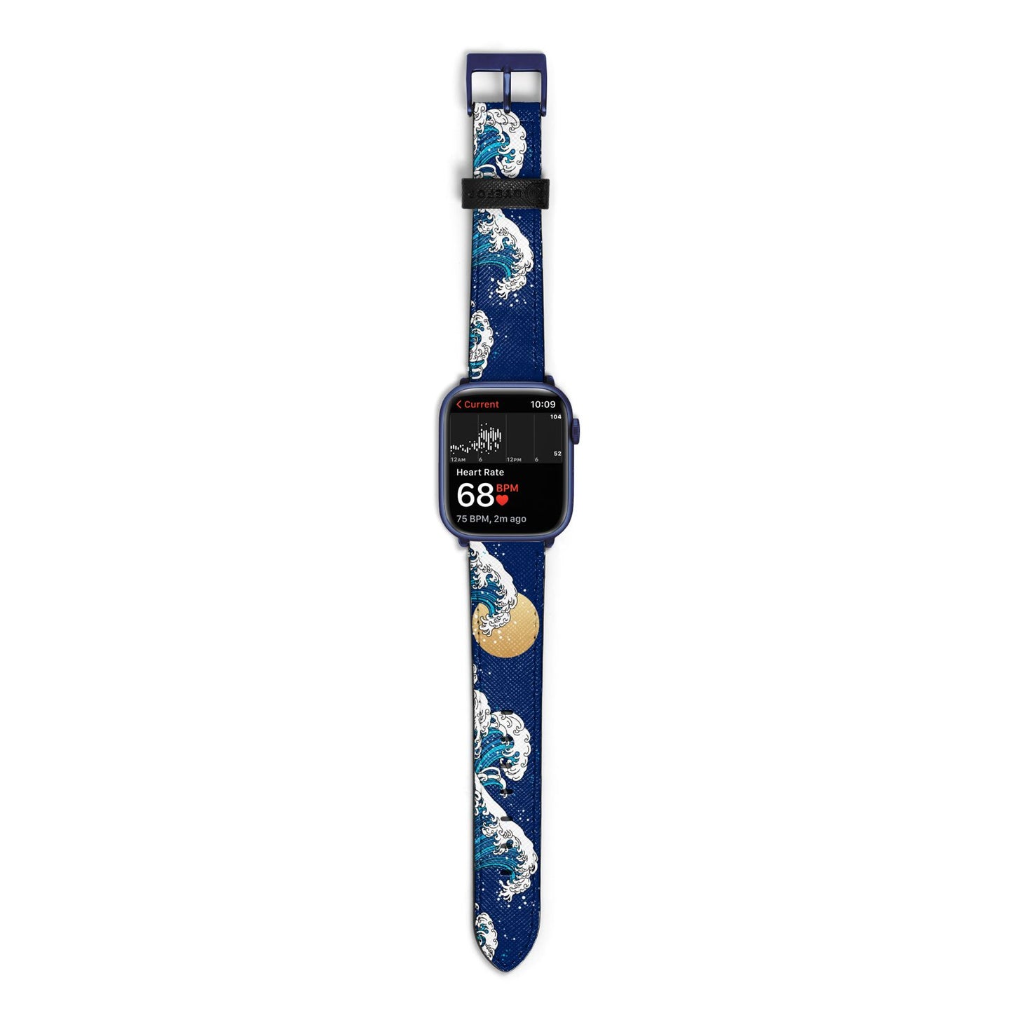 Hokusai Japanese Waves Apple Watch Strap Size 38mm with Blue Hardware