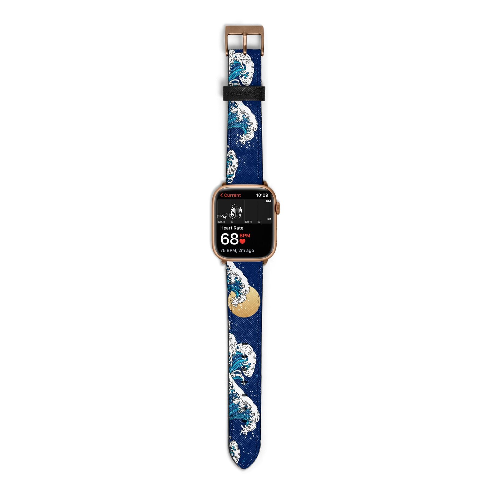 Hokusai Japanese Waves Apple Watch Strap Size 38mm with Gold Hardware
