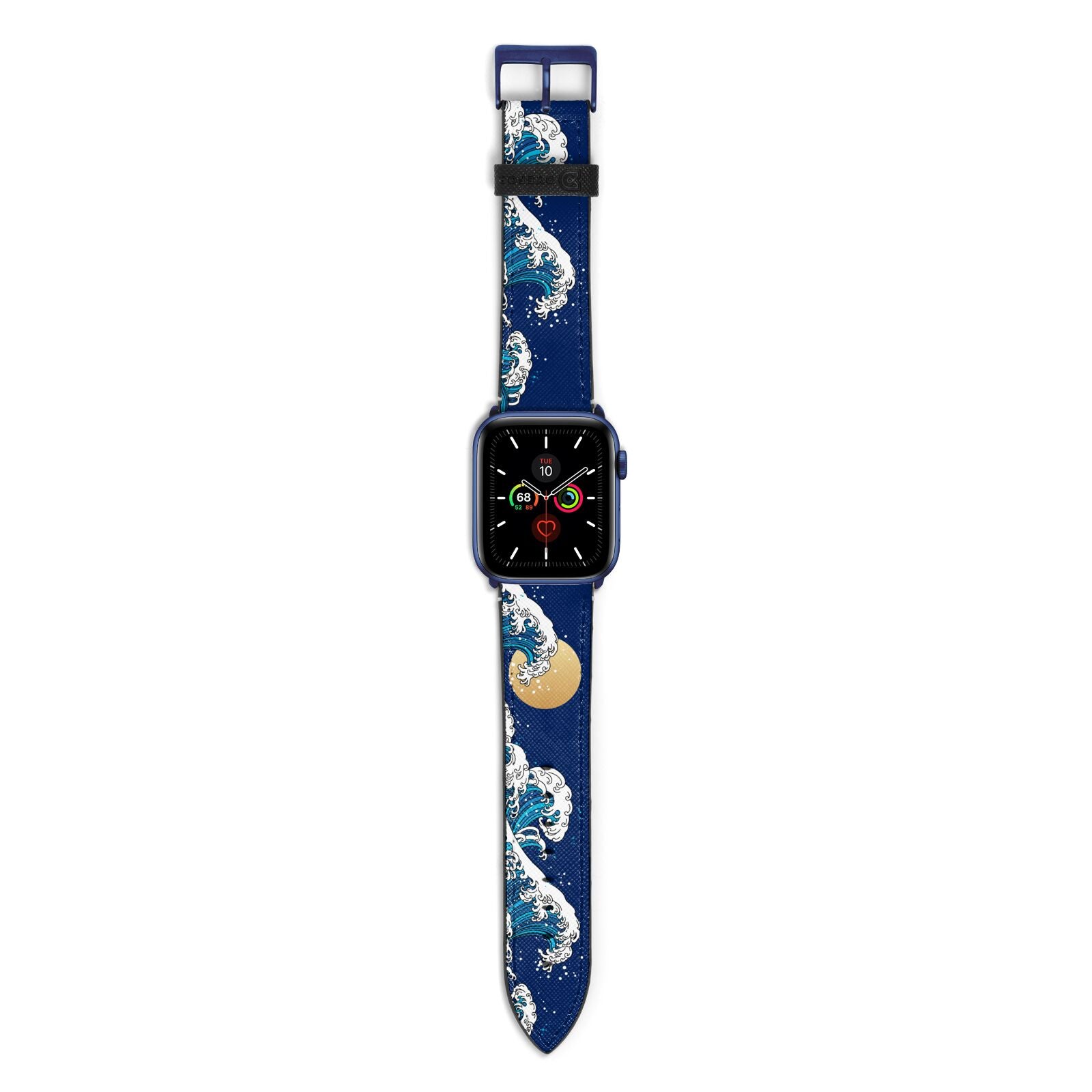 Hokusai Japanese Waves Apple Watch Strap with Blue Hardware